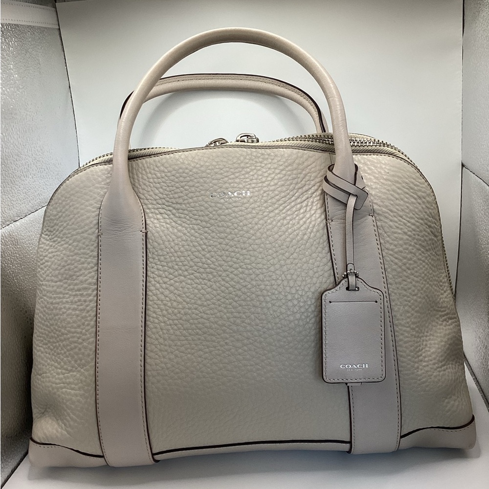 Coach Bleecker Preston 30144 Large Beige Leather Satchel approximate 10x14